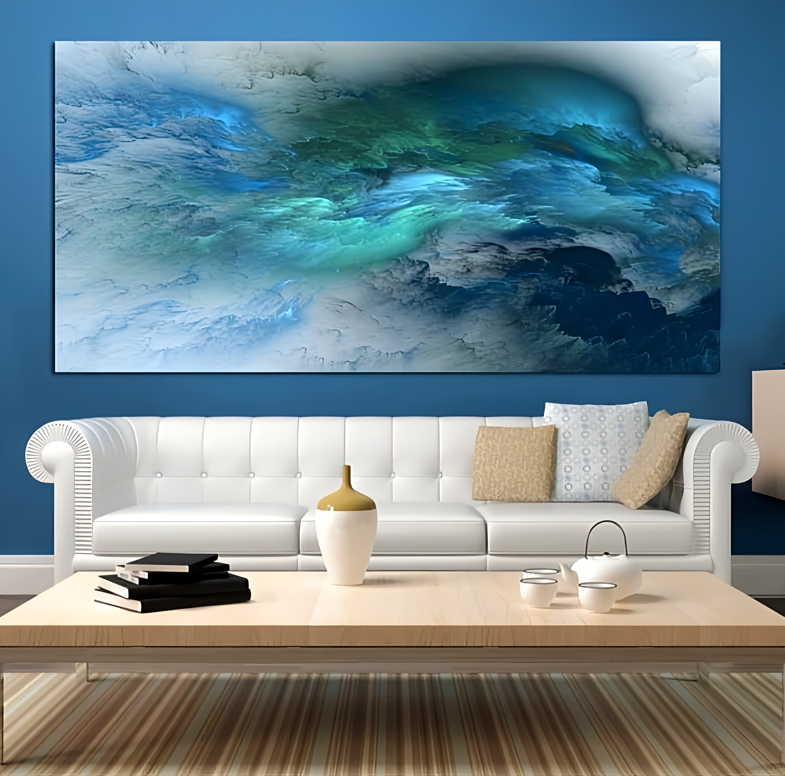 Creative Blue Lines Canvas