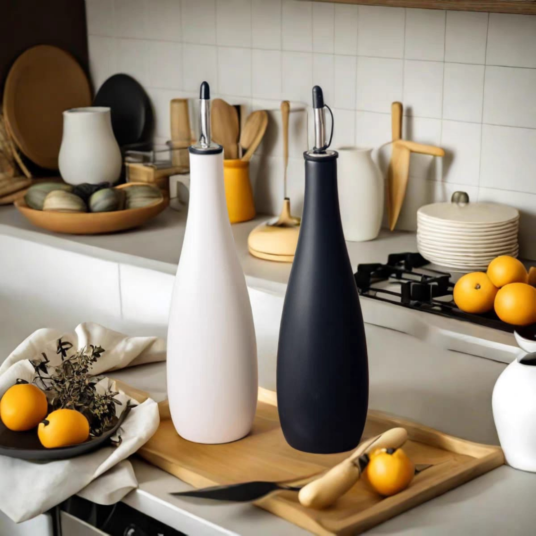 Tear oil and vinegar bottles