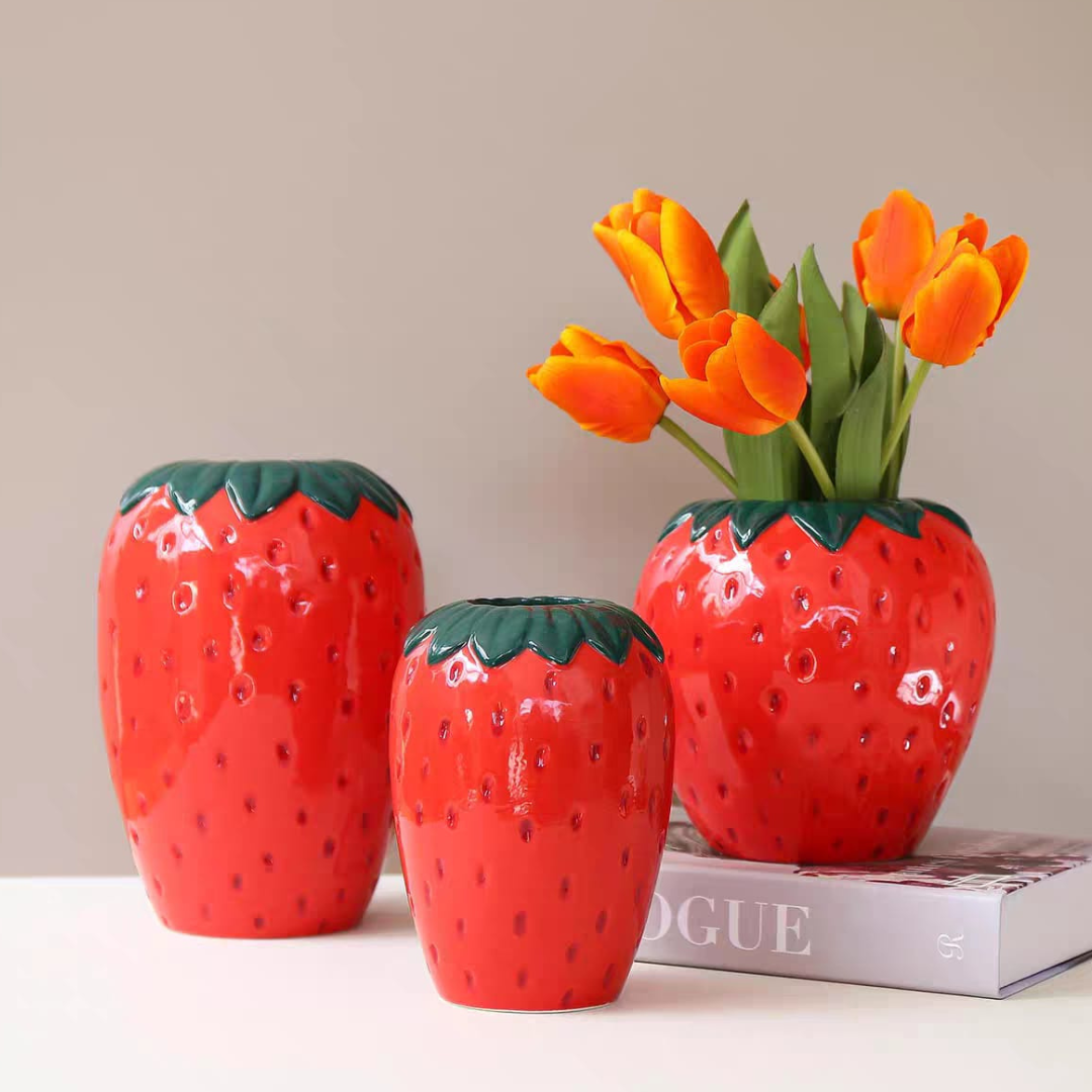 Strawberries table vase