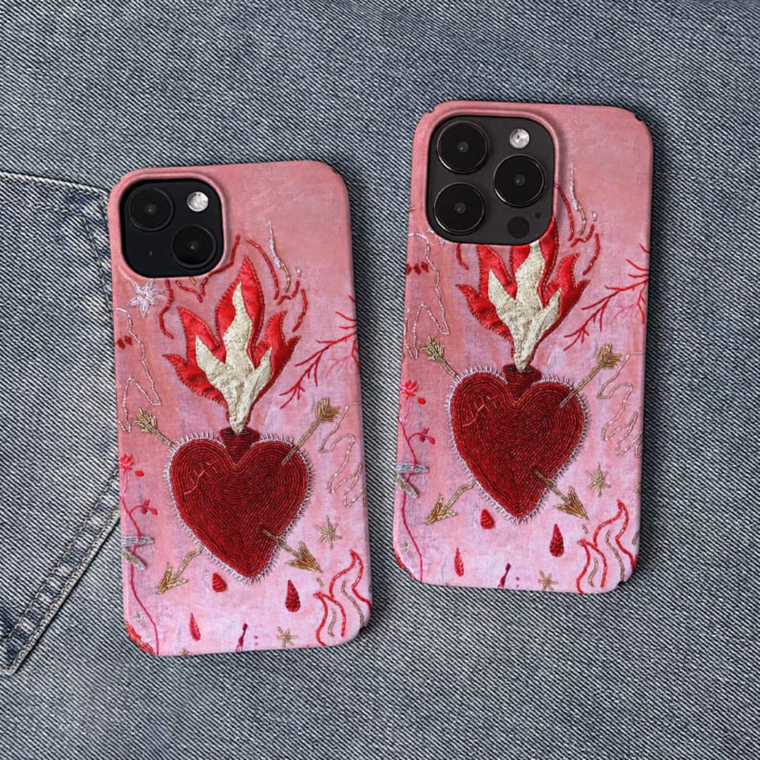Heart on fire phone cover