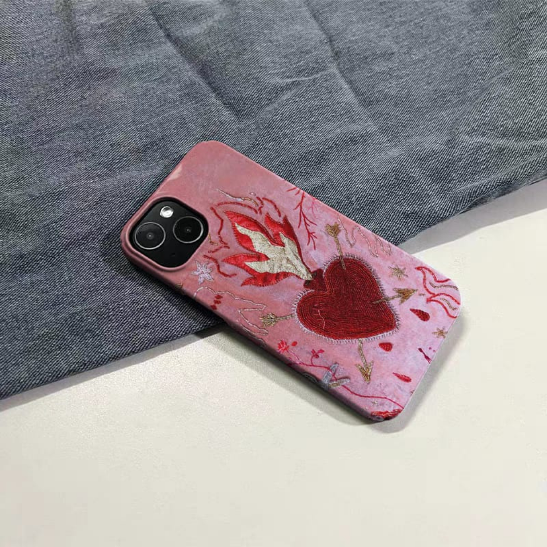 Heart on fire phone cover