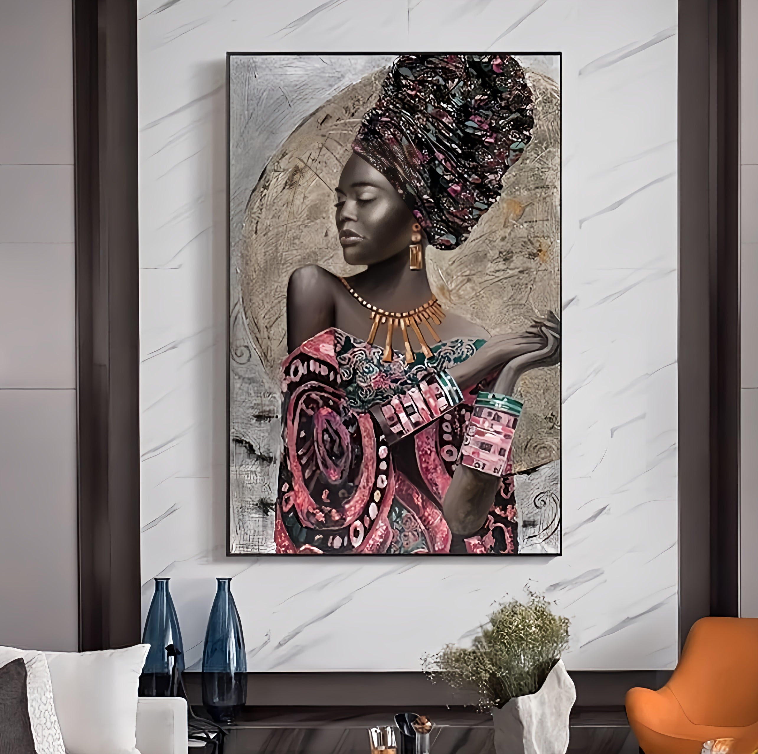 African Woman On Canvas