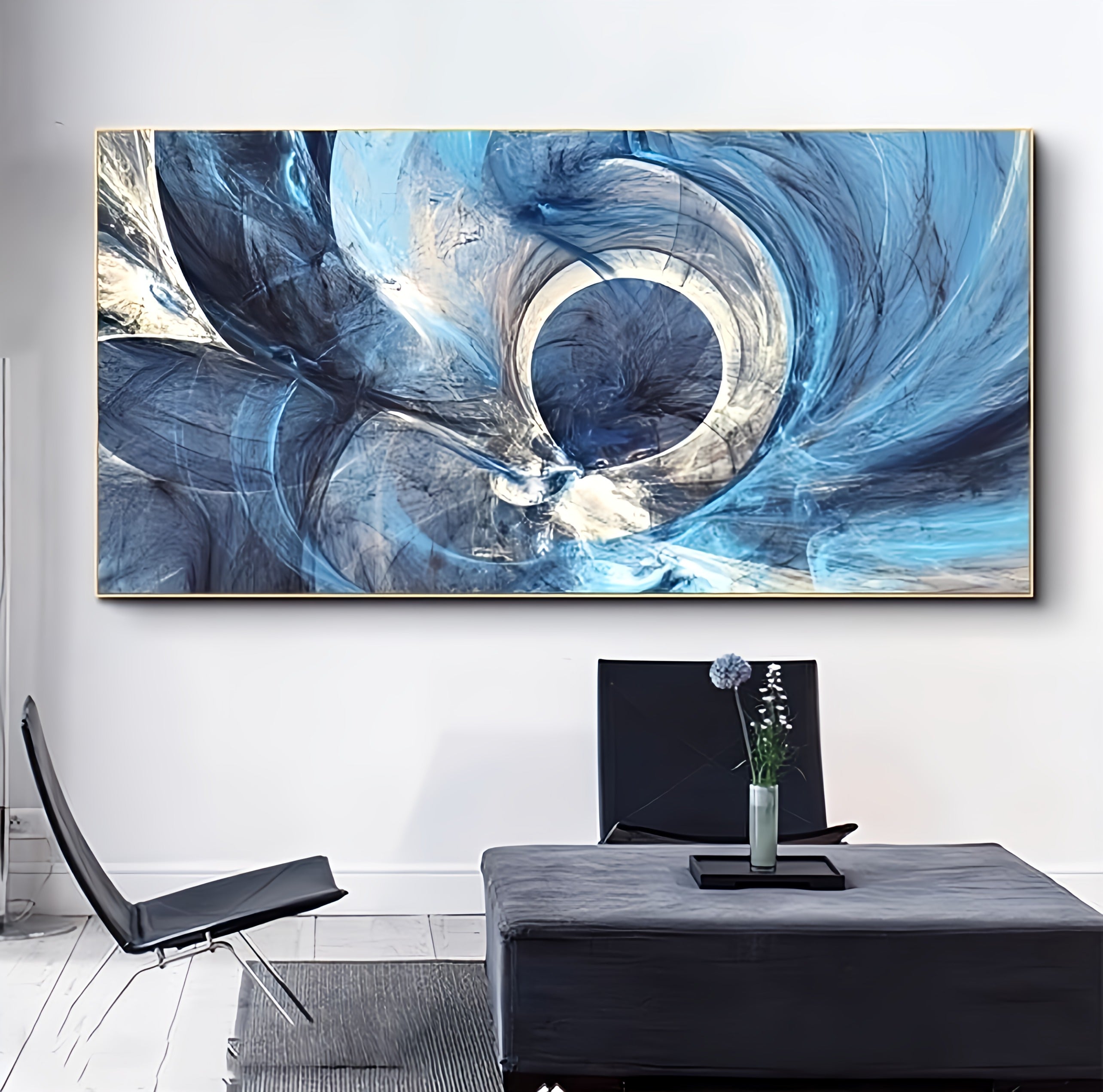 Abstract Blue Lines Canvas