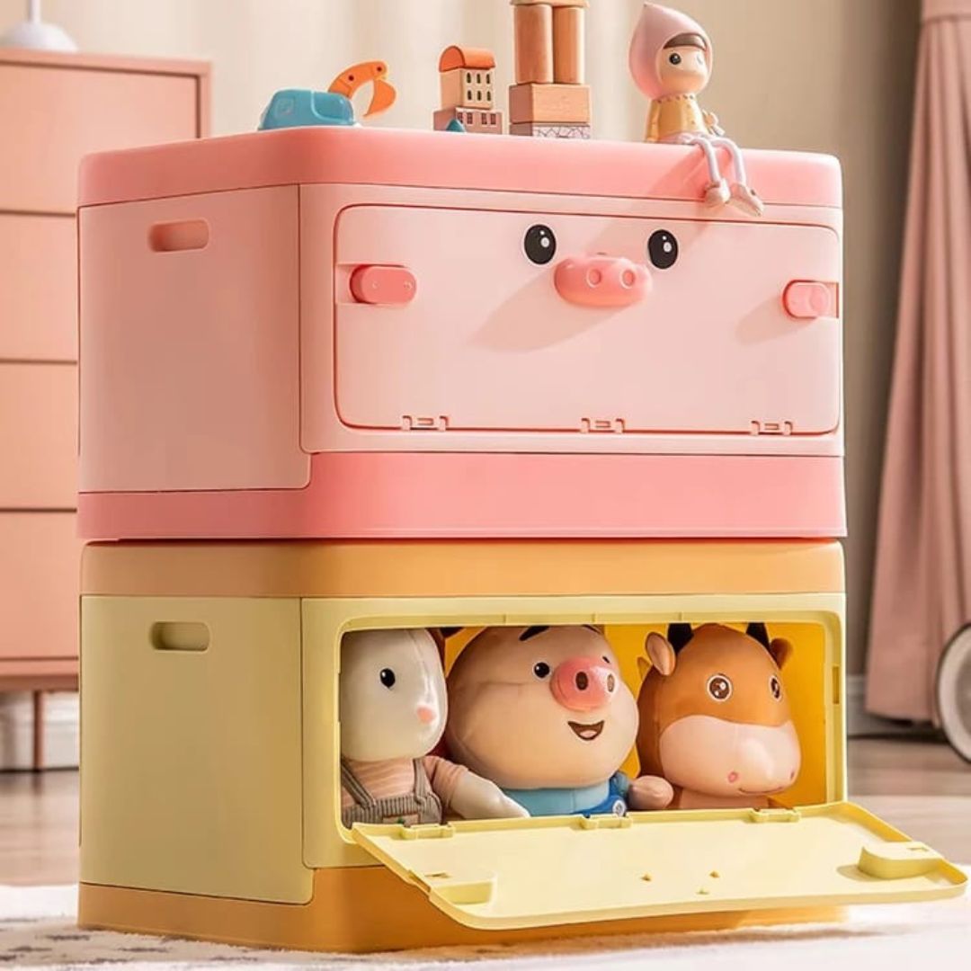 Windowed wheeled storage box