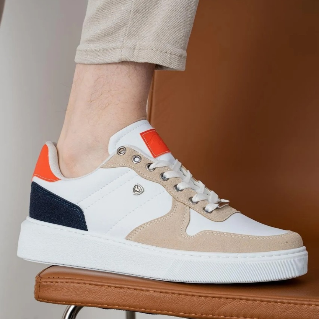 White Ice Orange Based Men's Casual Shoes