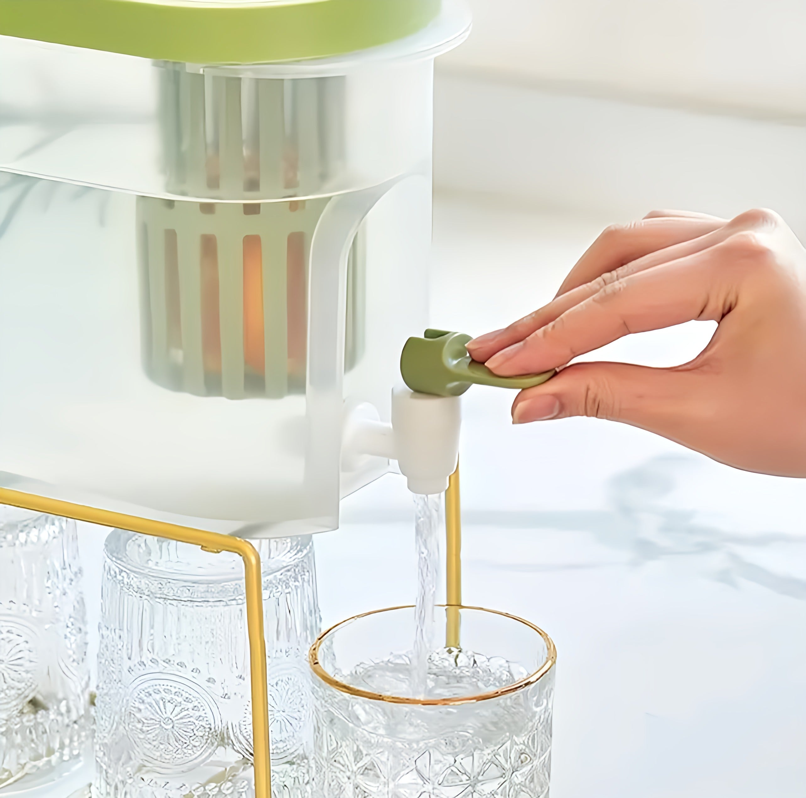 Water Pitcher With Tap Cups Holder
