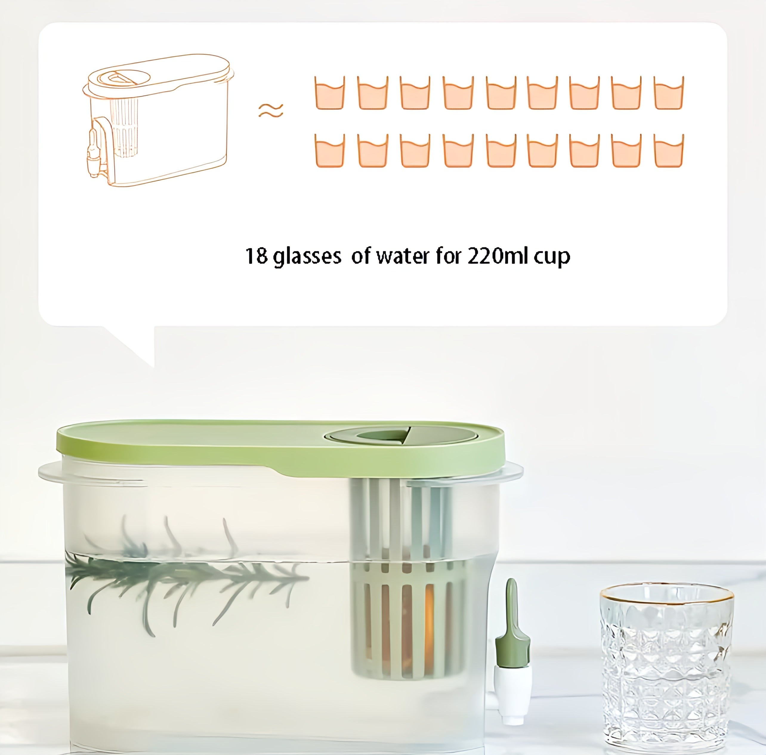 Water Pitcher With Tap Cups Holder