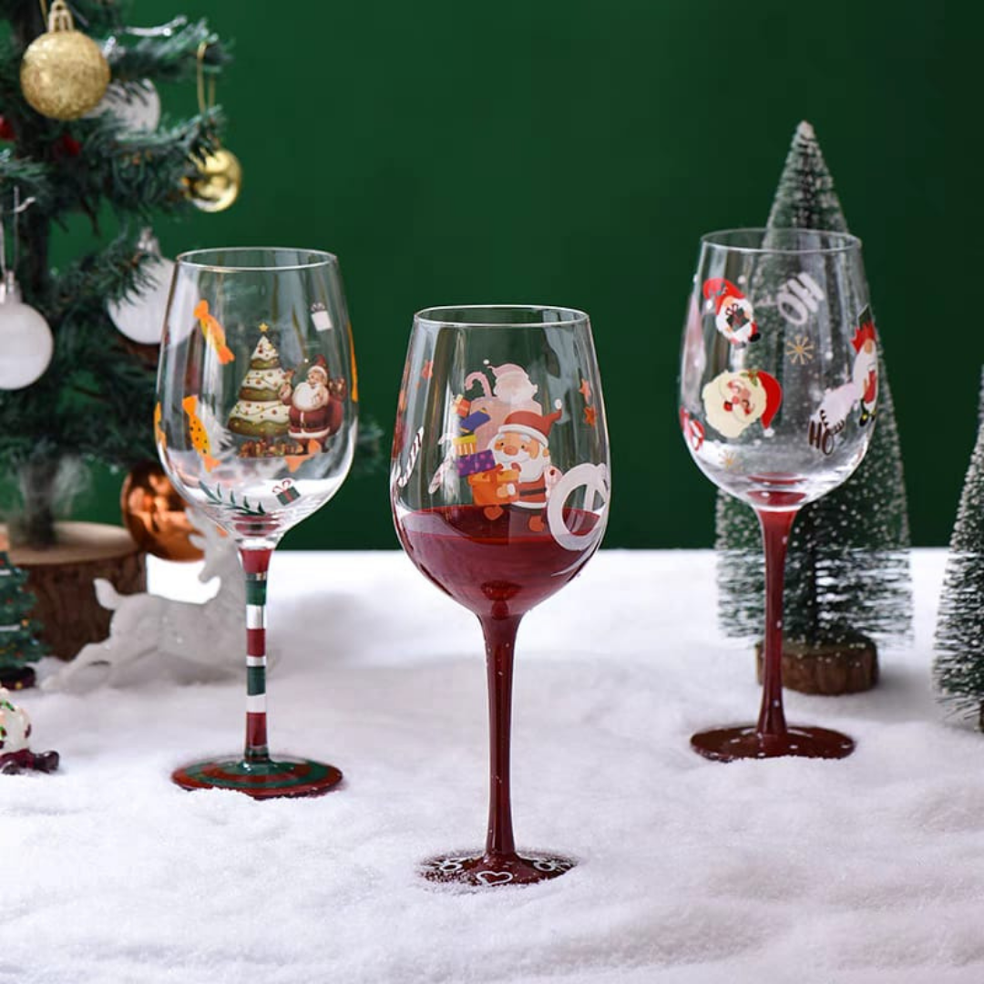 Christmas wine glass