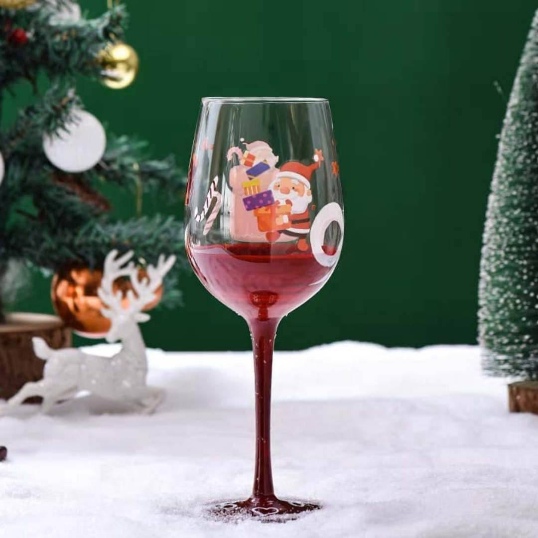 Christmas wine glass