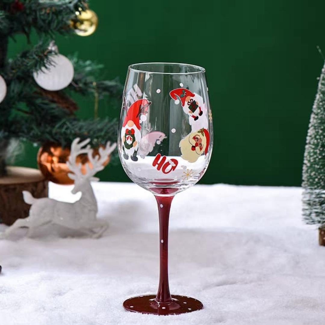 Christmas wine glass