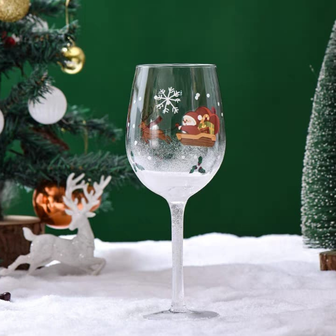 Christmas wine glass