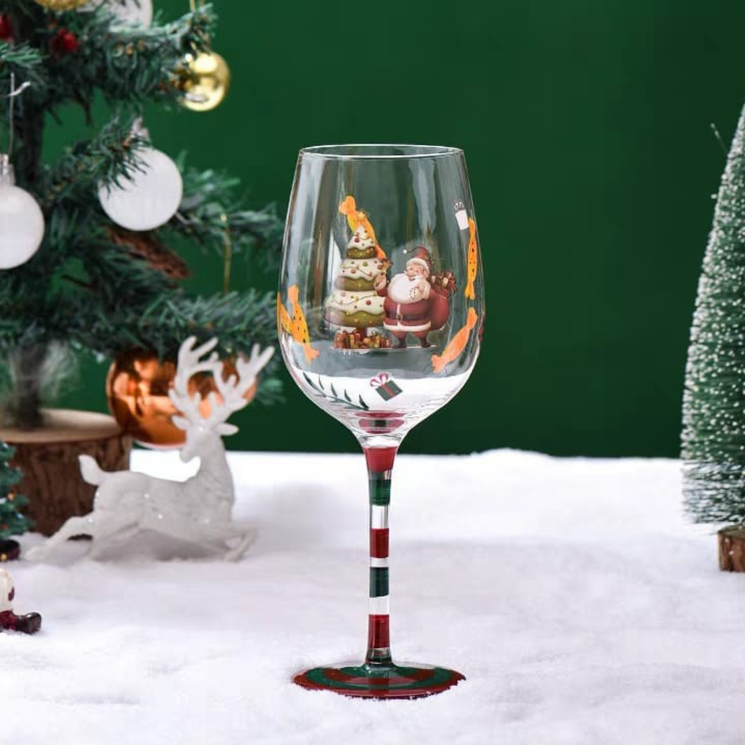 Christmas wine glass