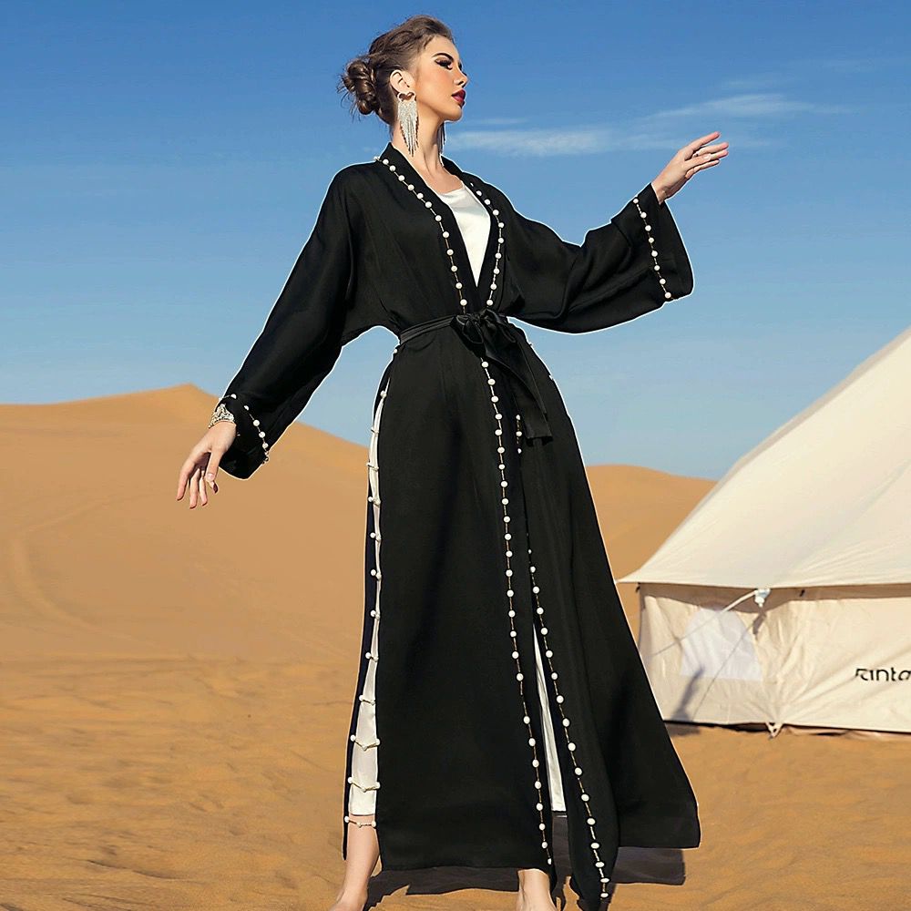 Open Abaya With Pearls