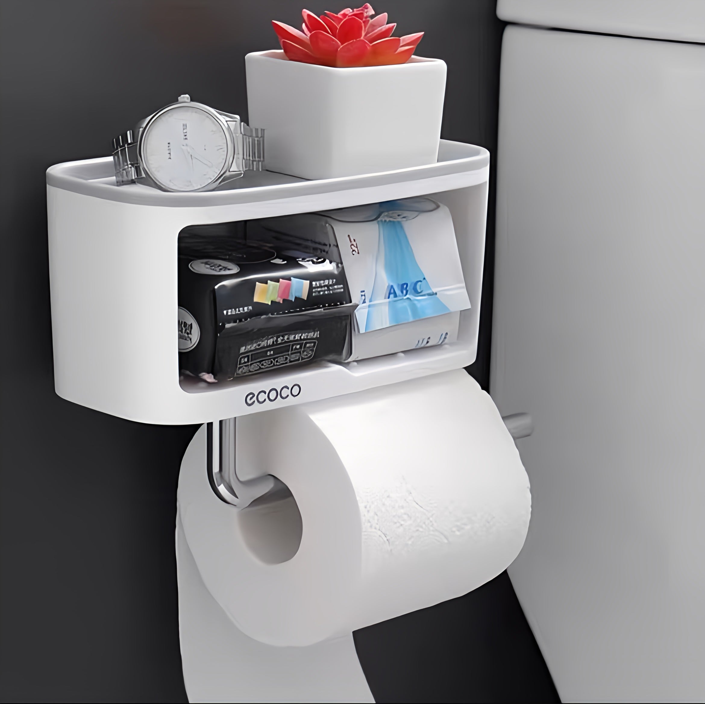 Ecoco Shelf Soap Sponge Holder with Towel Hanger
