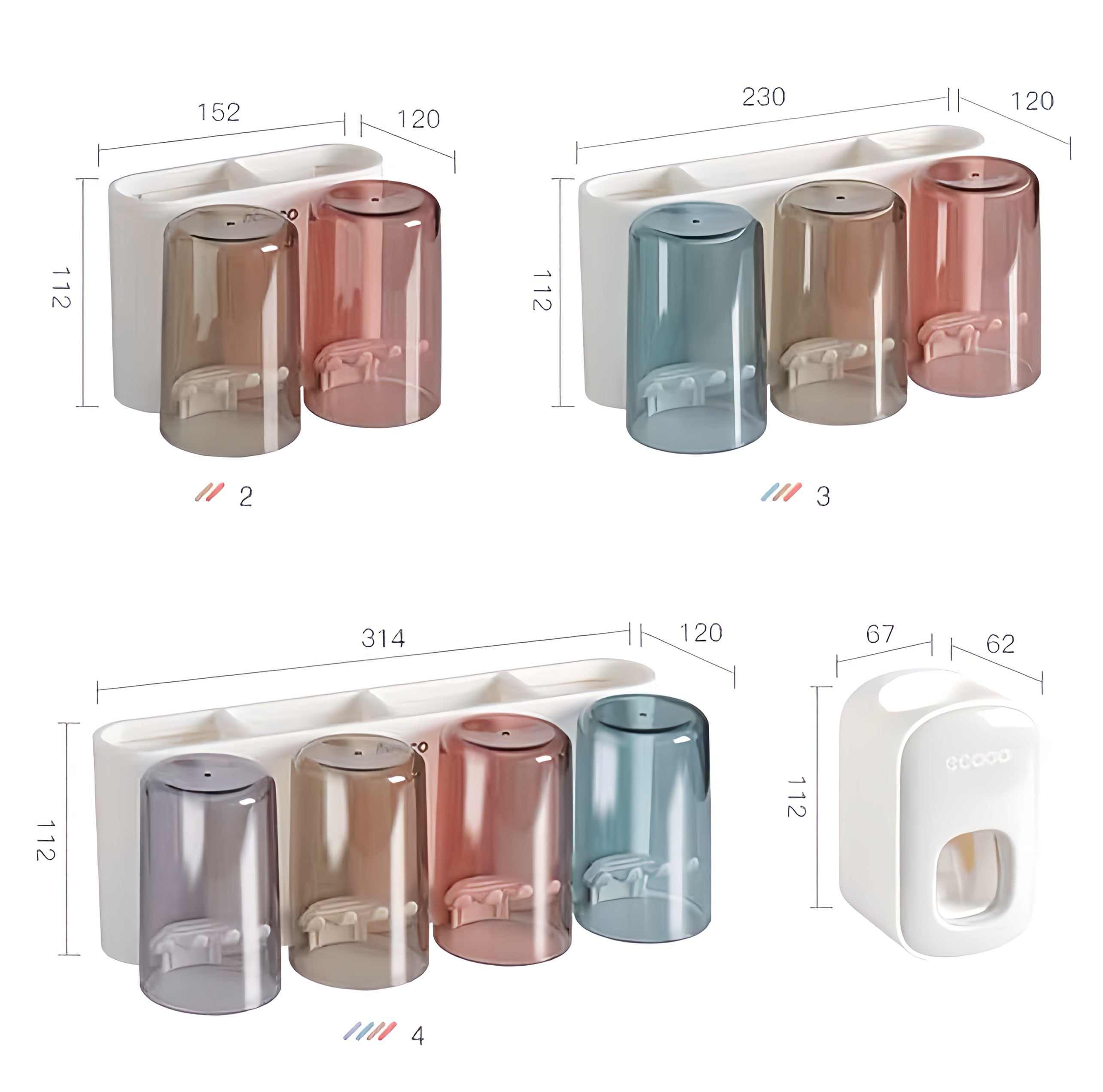 Ecoco Toothpaste Dispenser with Cups