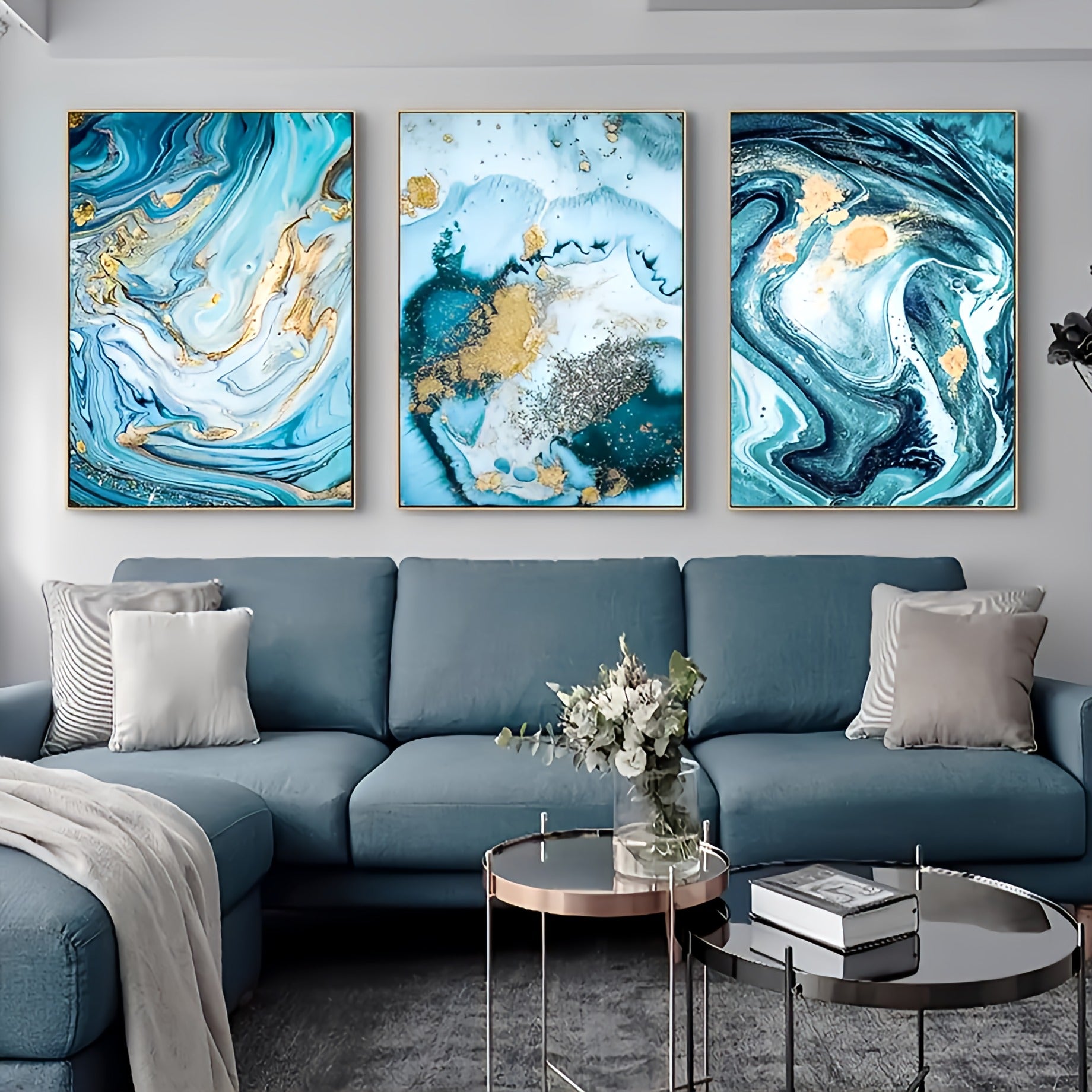 Abstract Blue Marble Canvas