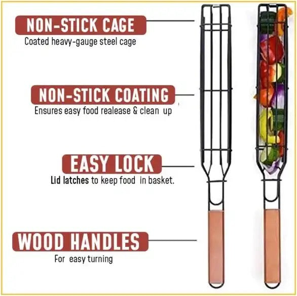 Nonstick BBQ Grilling Skewers Basket