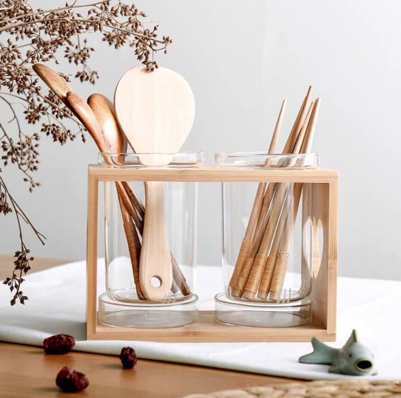 Bamboo Cutlery Organizer