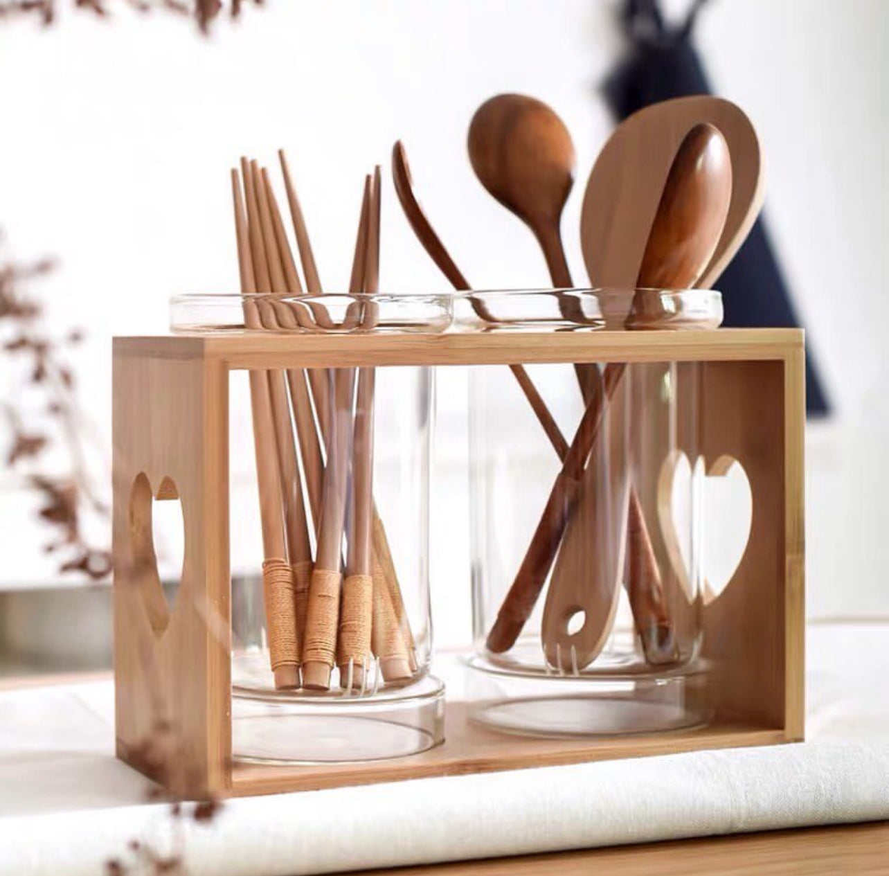 Bamboo Cutlery Organizer