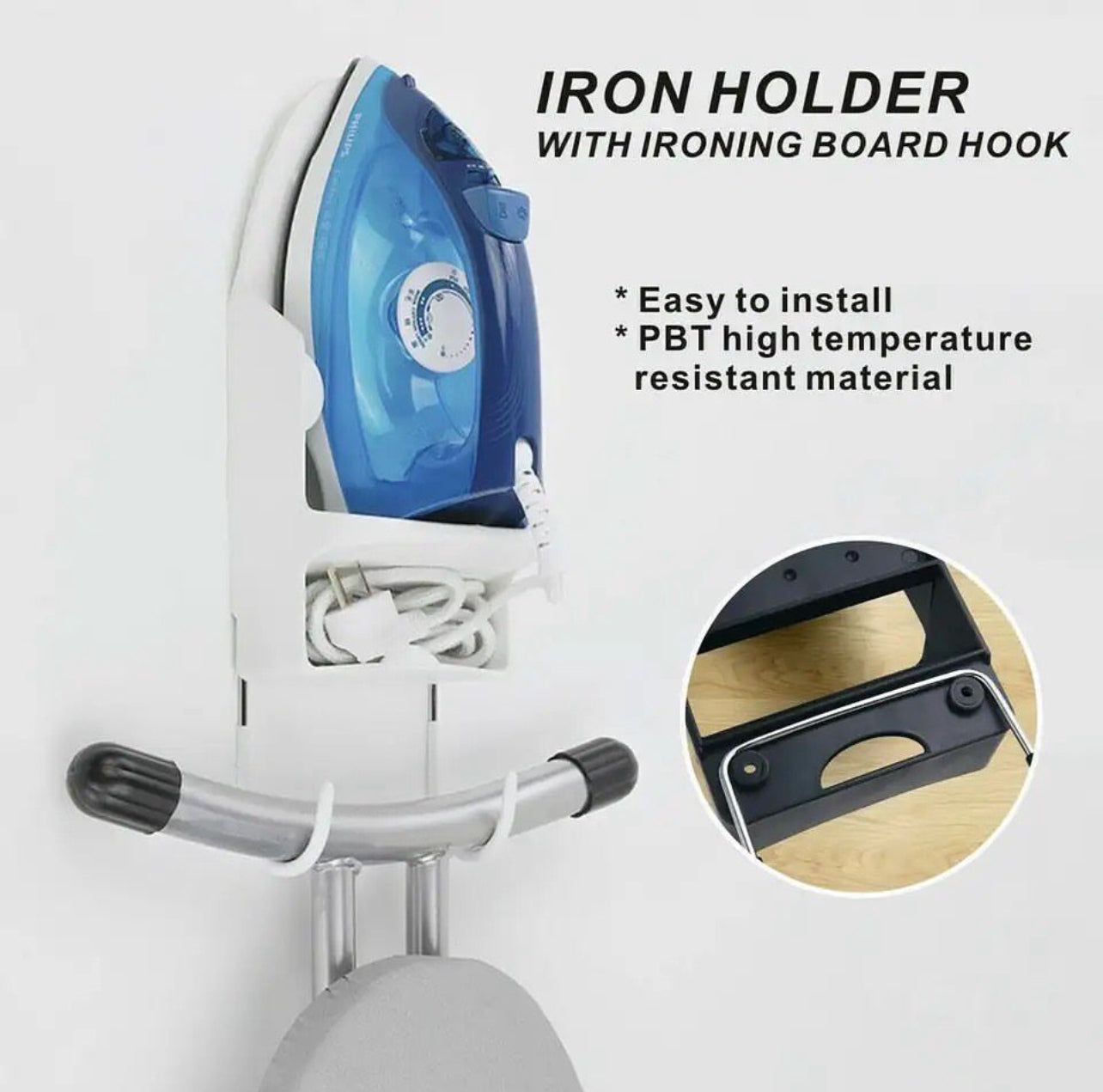 Iron Holder with Ironing Board Hook