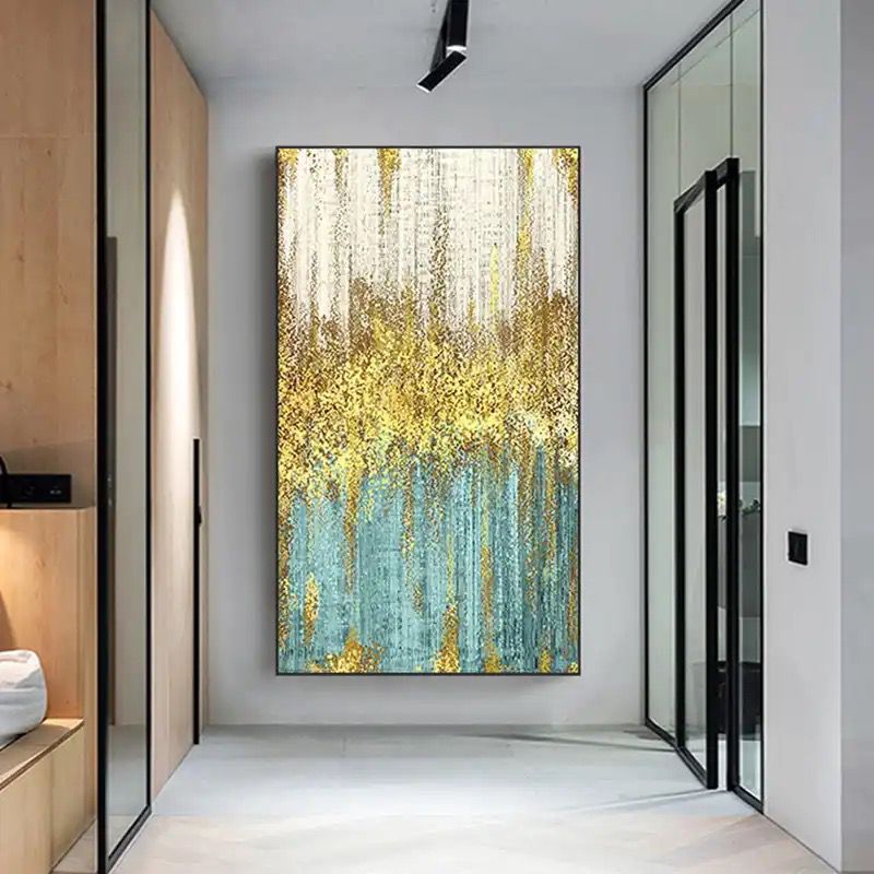 Abstract Golden Dots Painting