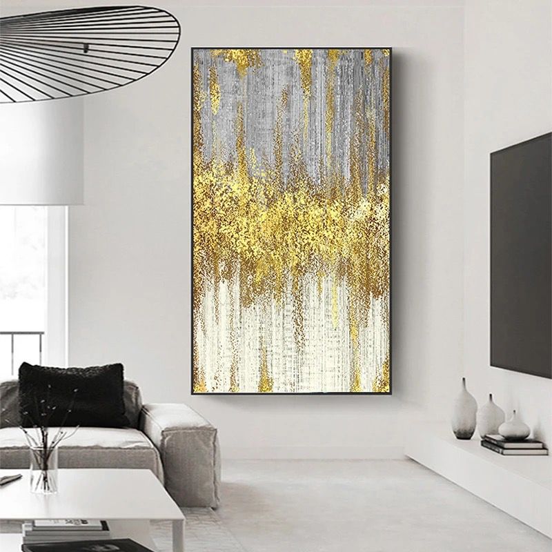 Abstract Golden Dots Painting