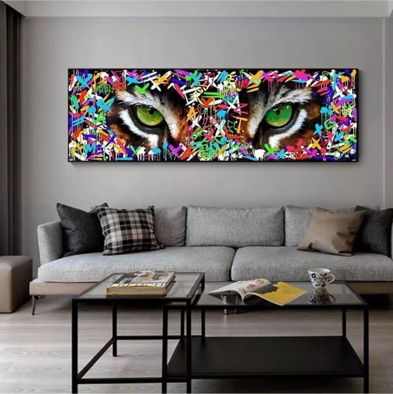Graffiti Tiger's Eye Canvas Painting
