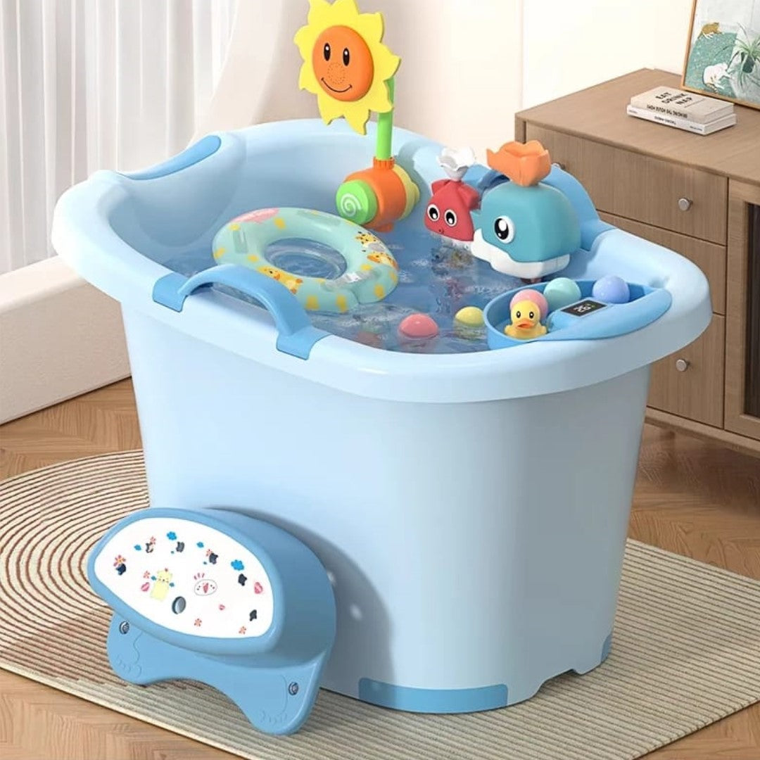 Tub with temperature indicator