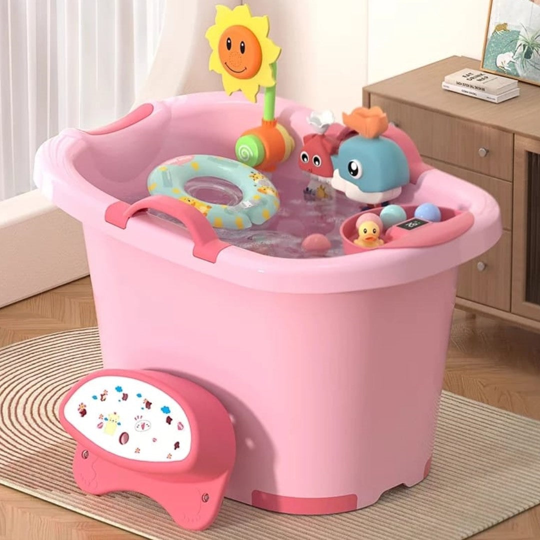 Tub with temperature indicator