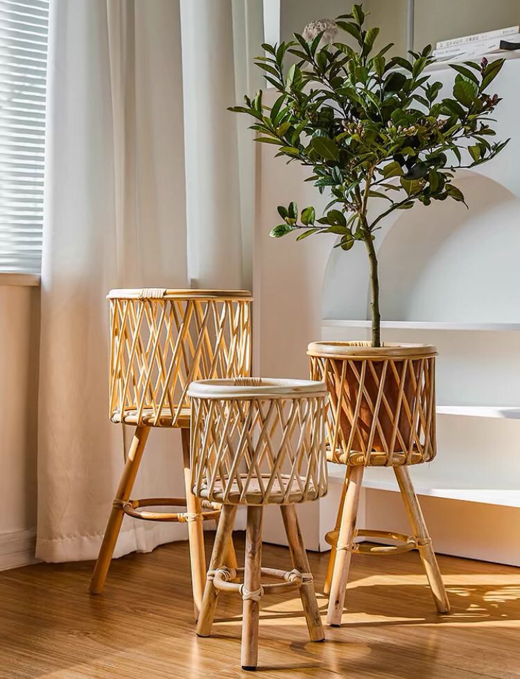 Bamboo Plants Basket Stand