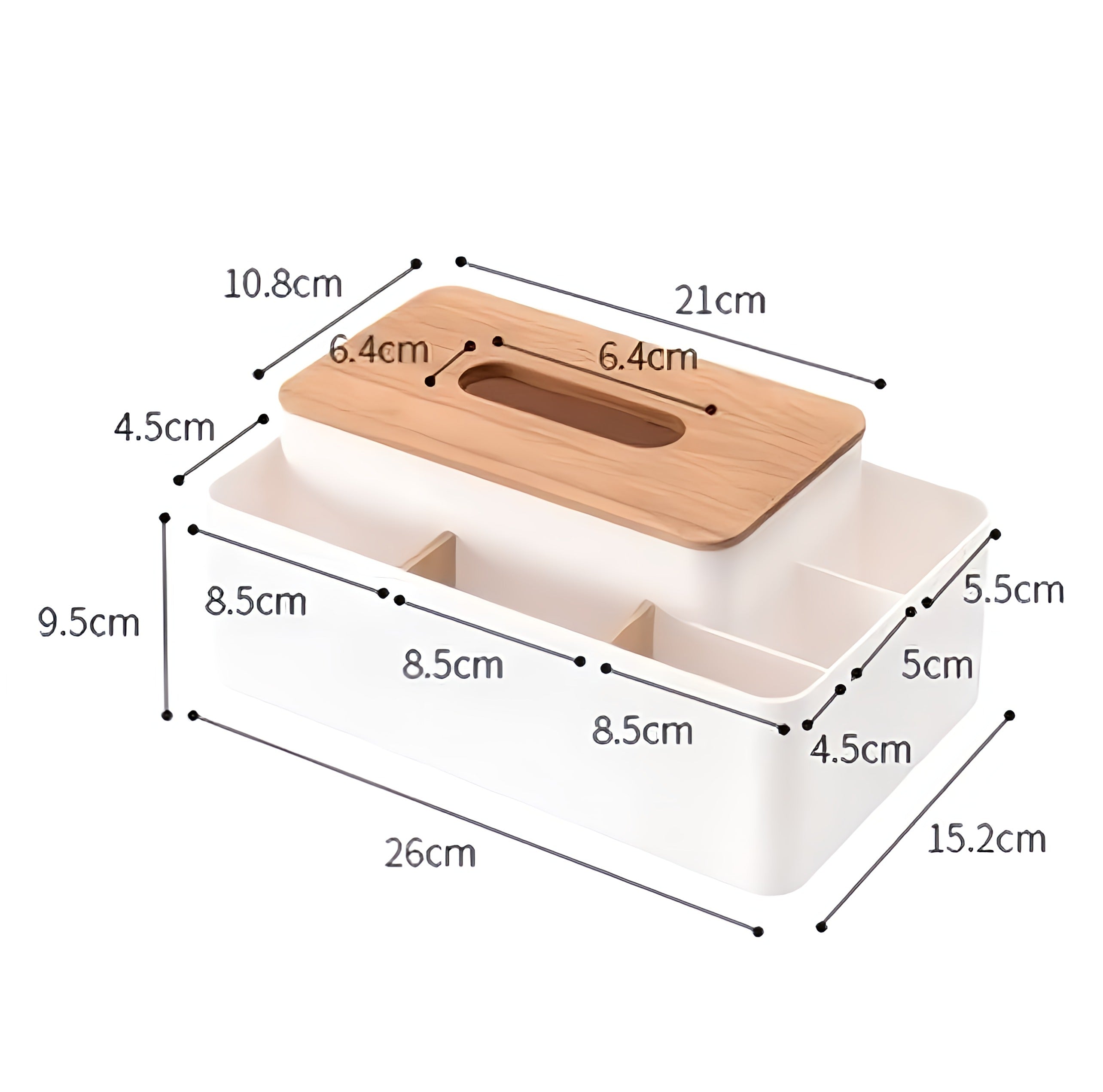 Multifunctional Tissue Box with Wooden Cover