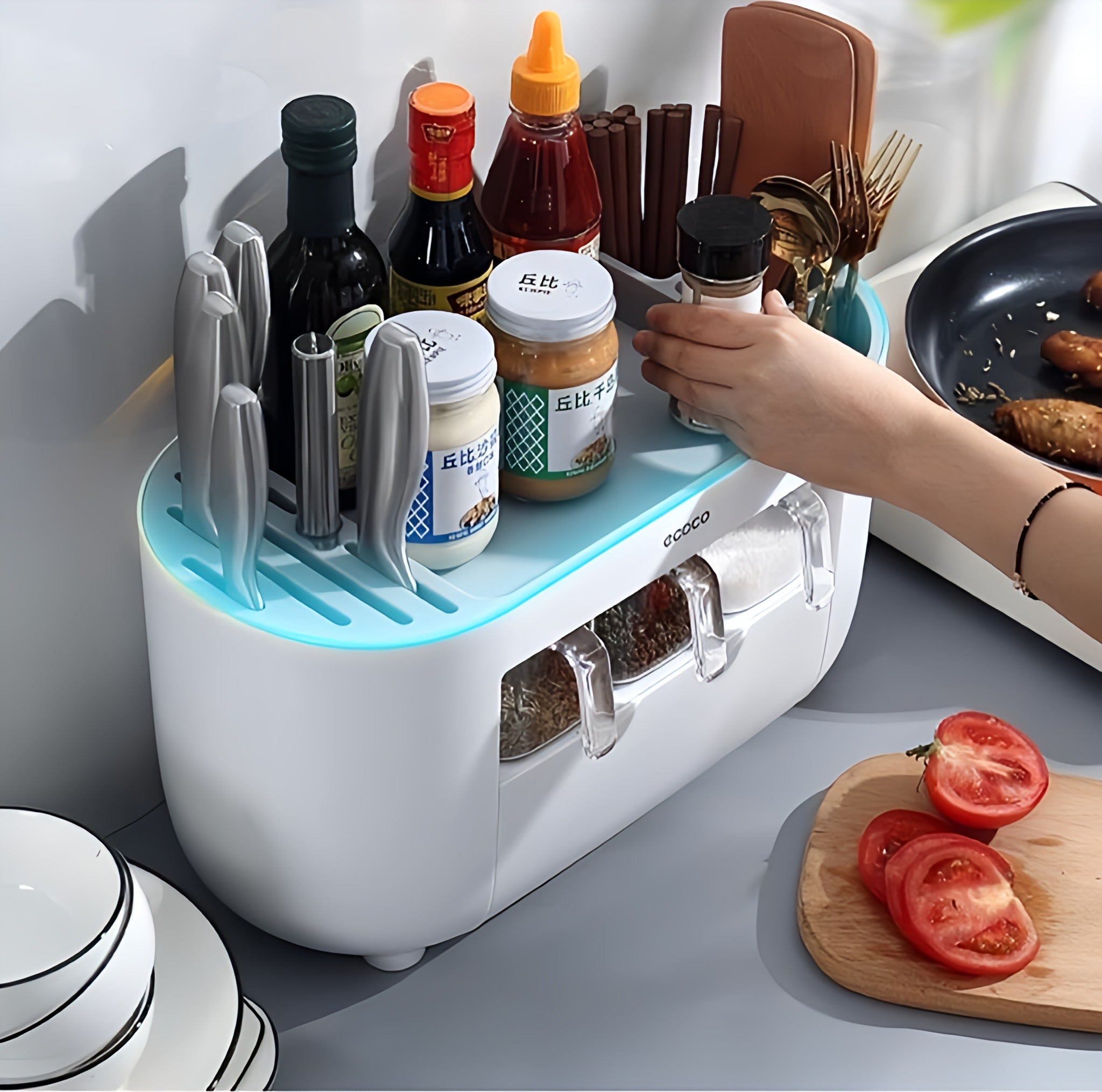 Ecoco Knife Holder Seasoning Organizer With Drawer