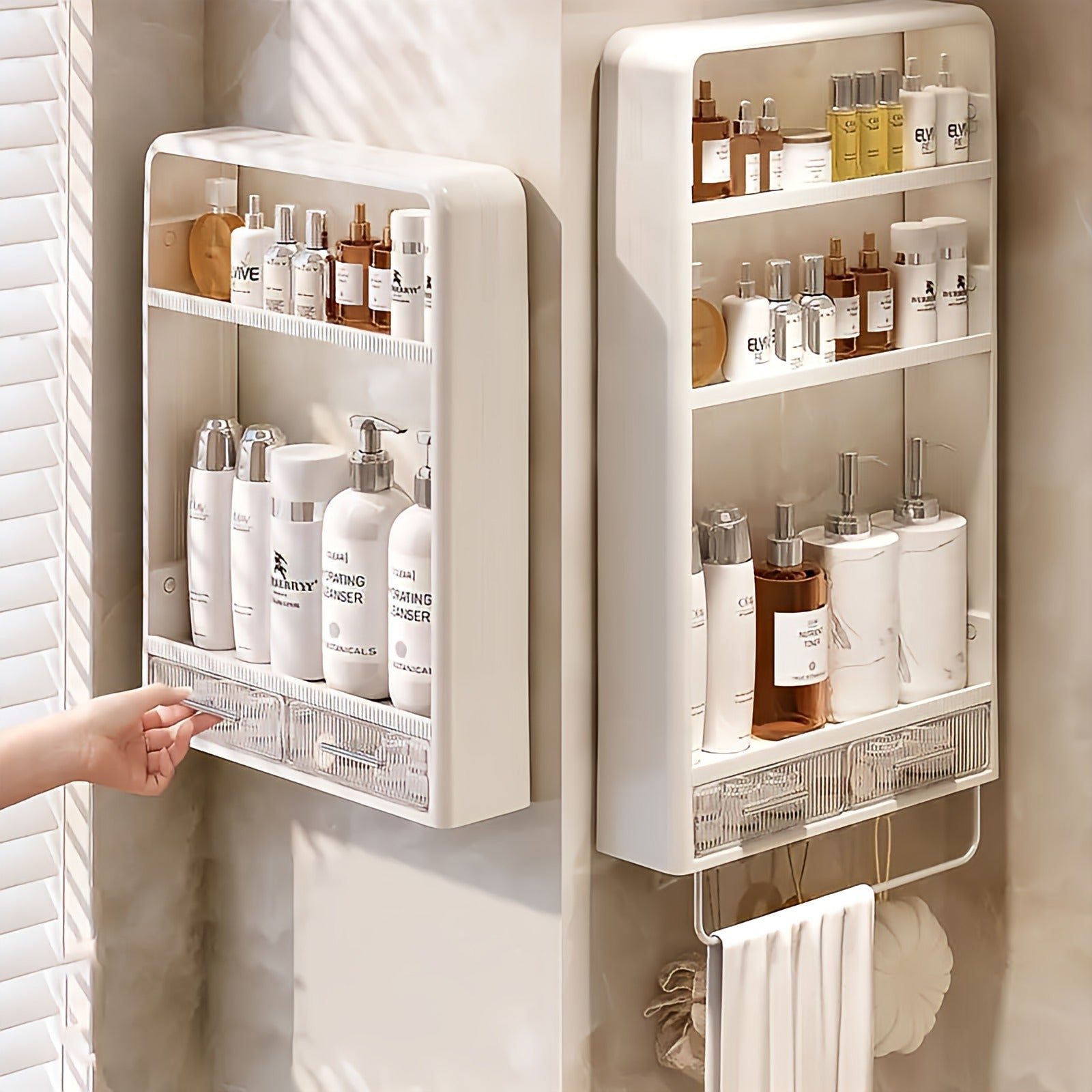 Wall-mounted Bathroom Organizer Rack with Drawer