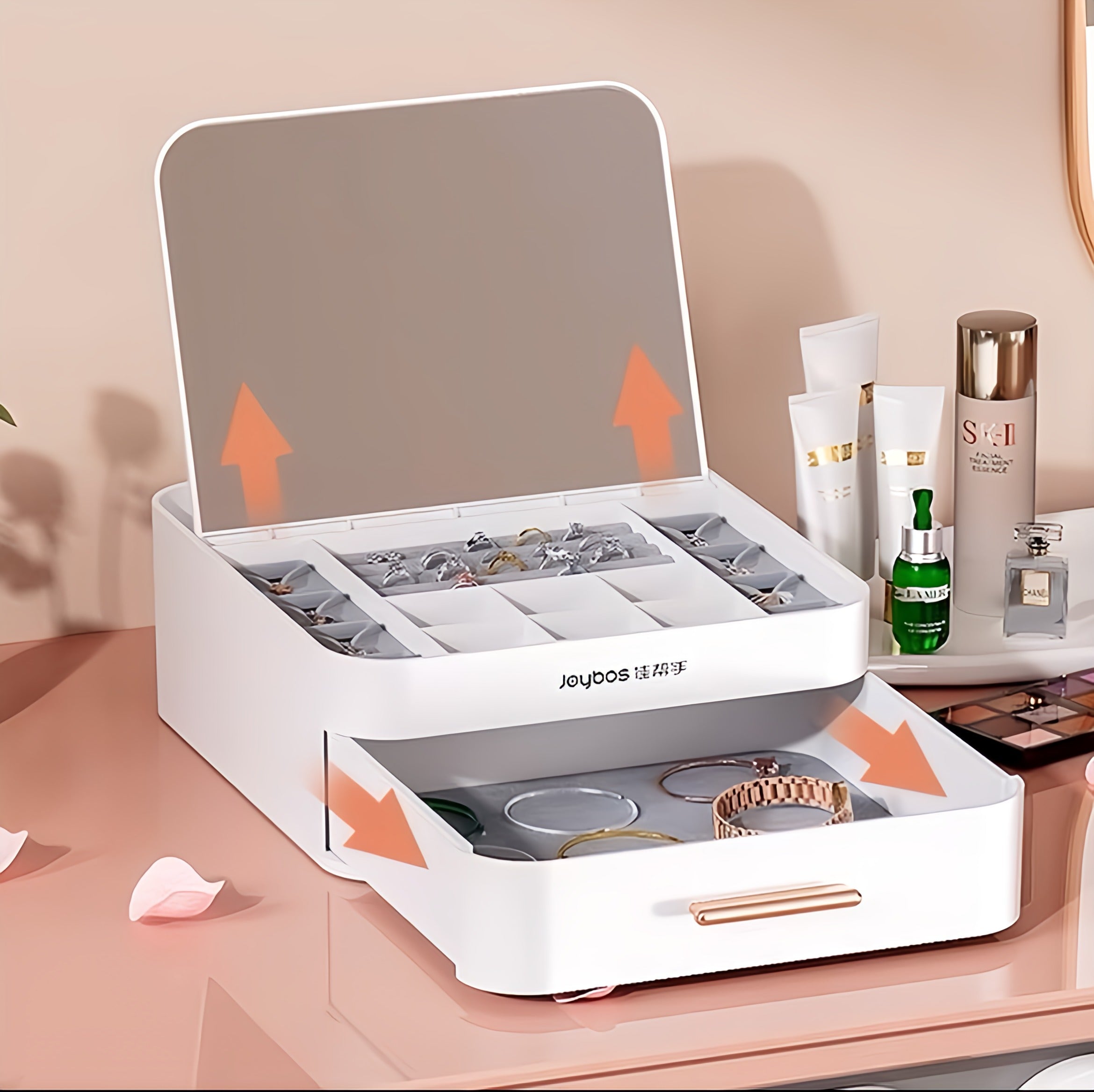 Accessories Jewelry Organizer Box With Mirror