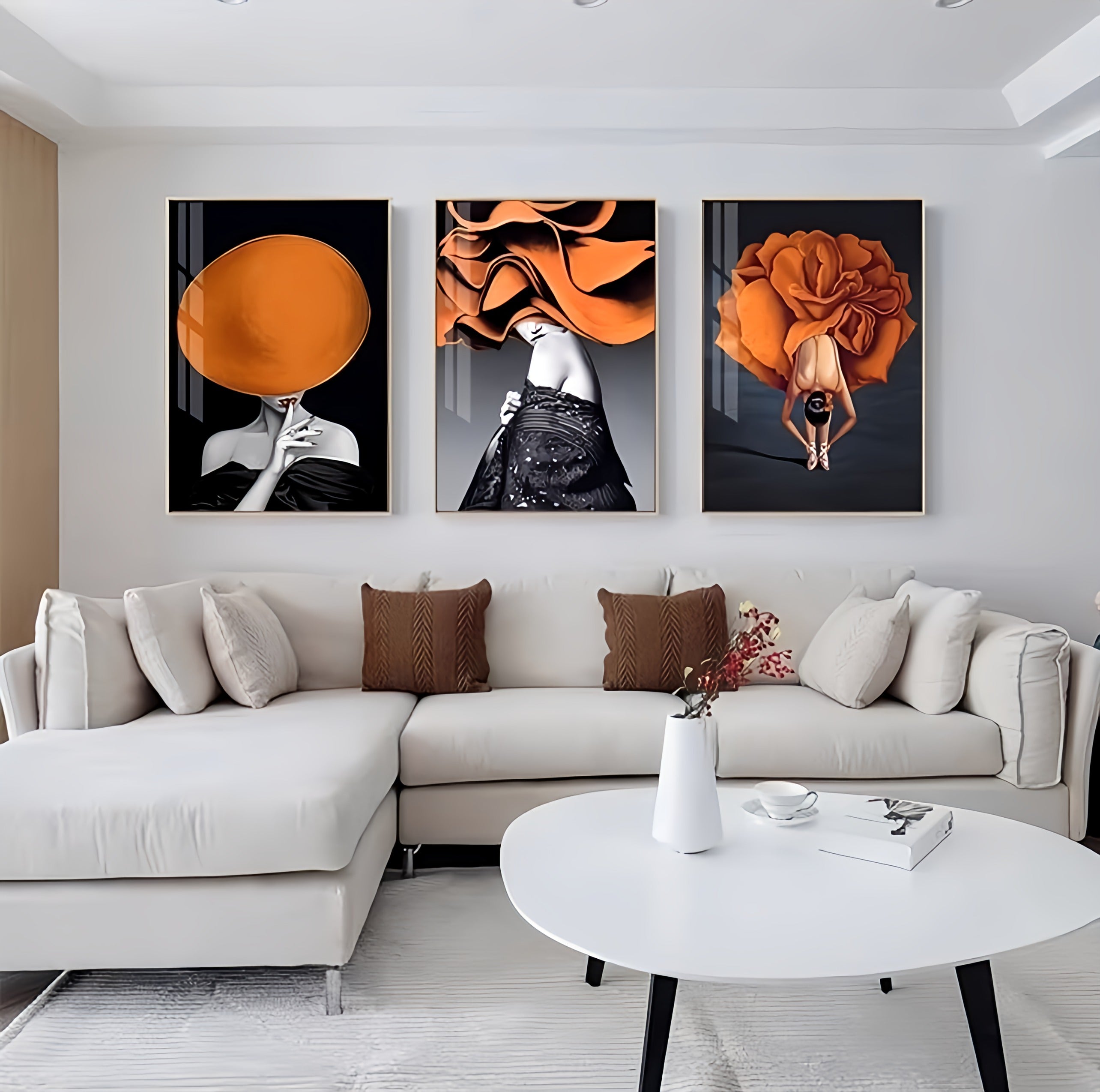Abstract Black Orange Canvas