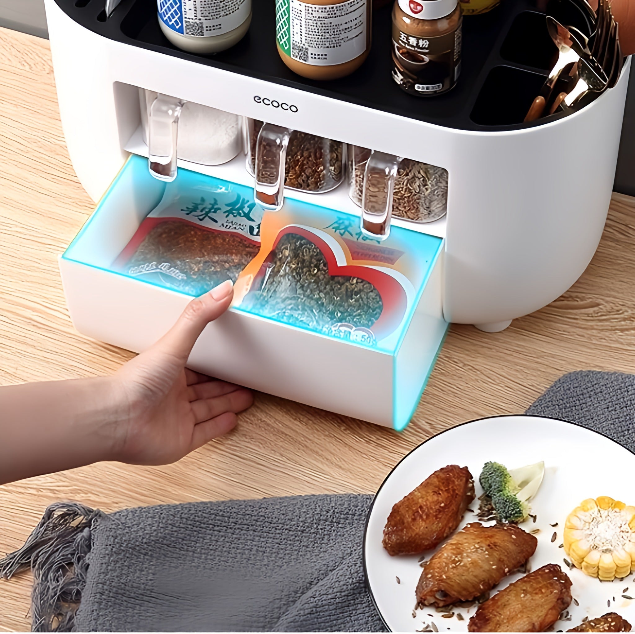 Ecoco Knife Holder Seasoning Organizer With Drawer