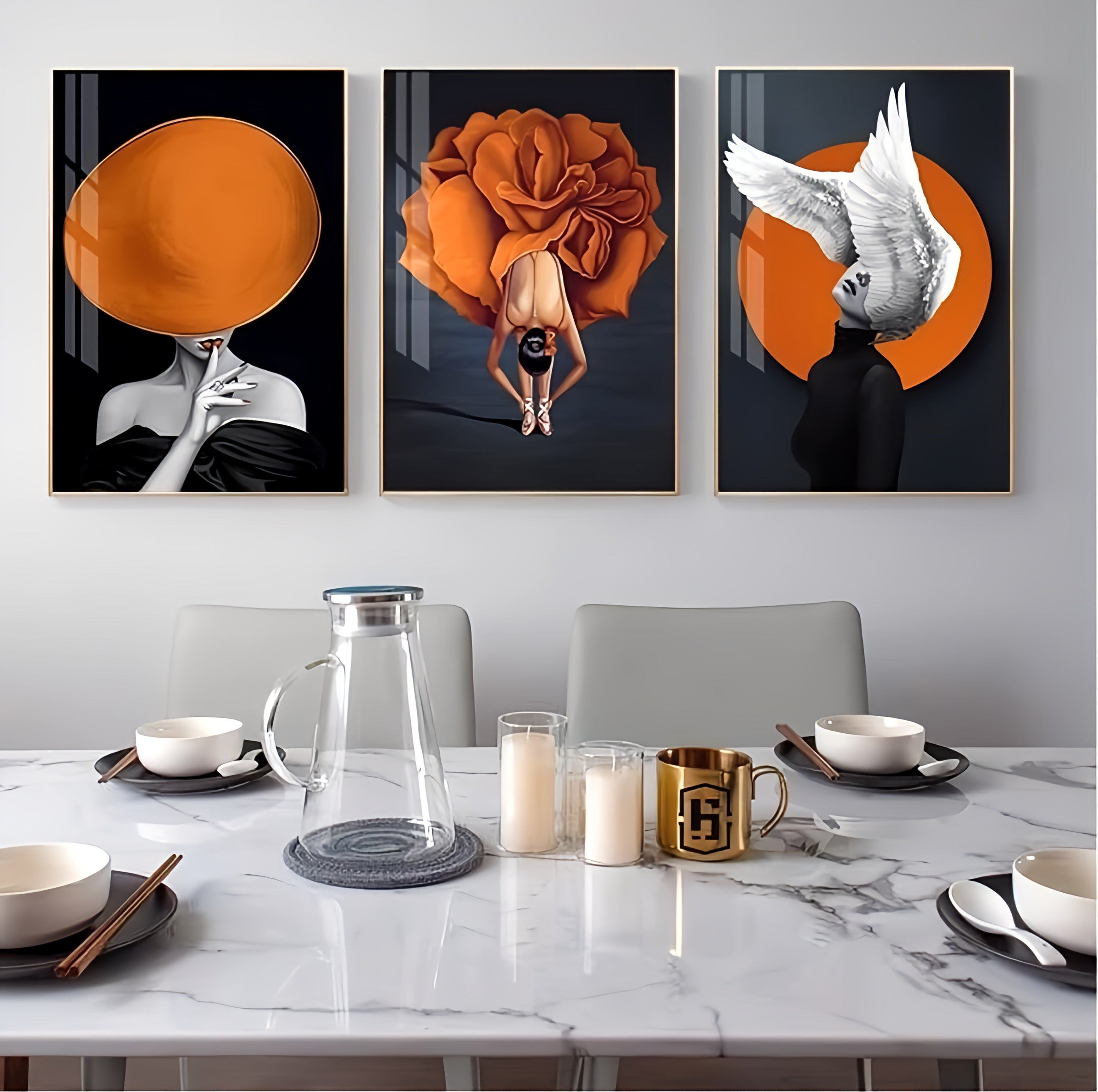 Abstract Black Orange Canvas