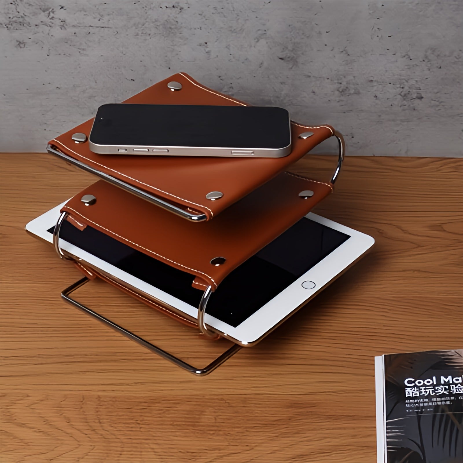 Multi-Use PU Leather Three Layers Tray
