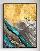 Abstract Golden Mountain Canvas