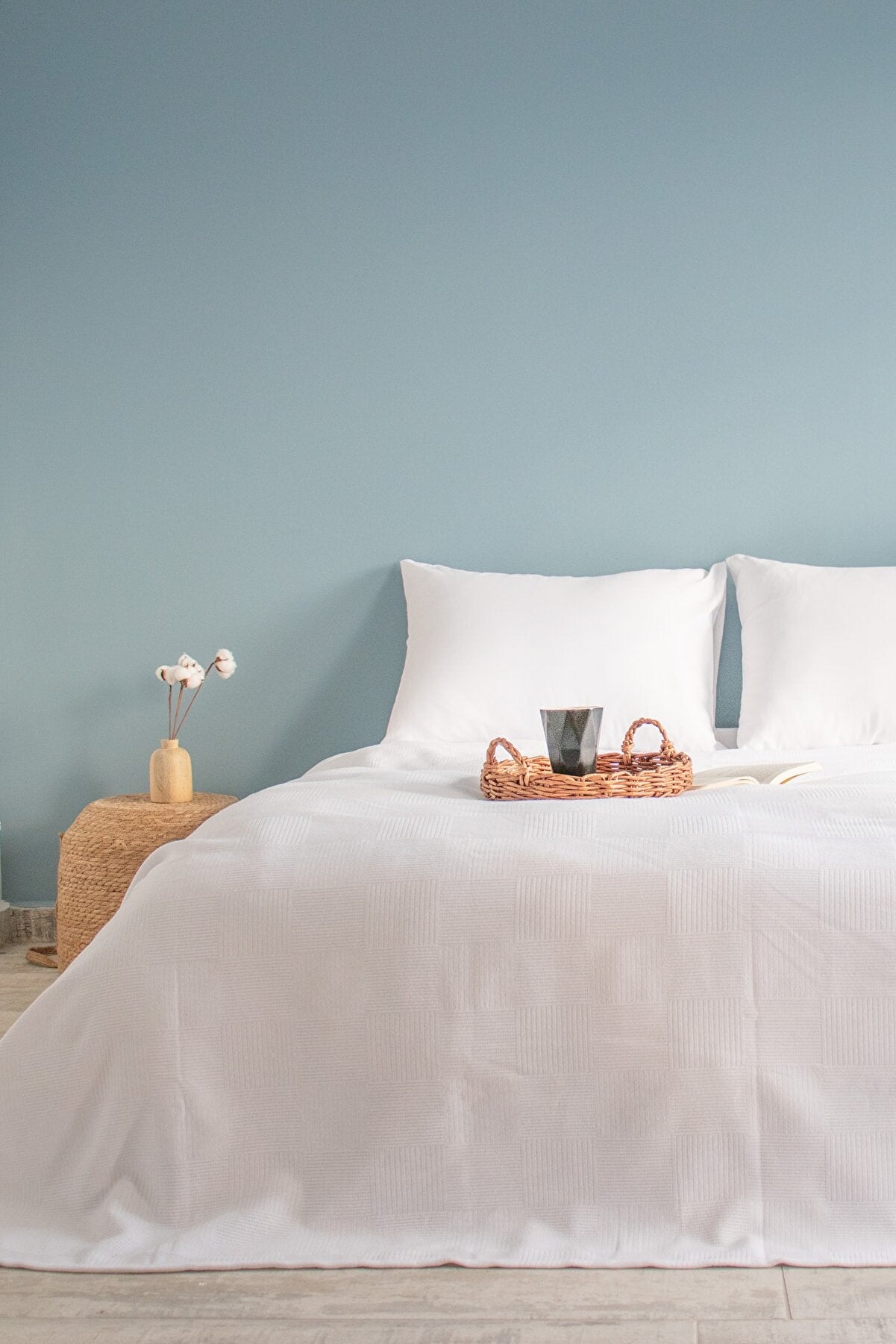 White Patterned Bed Cover