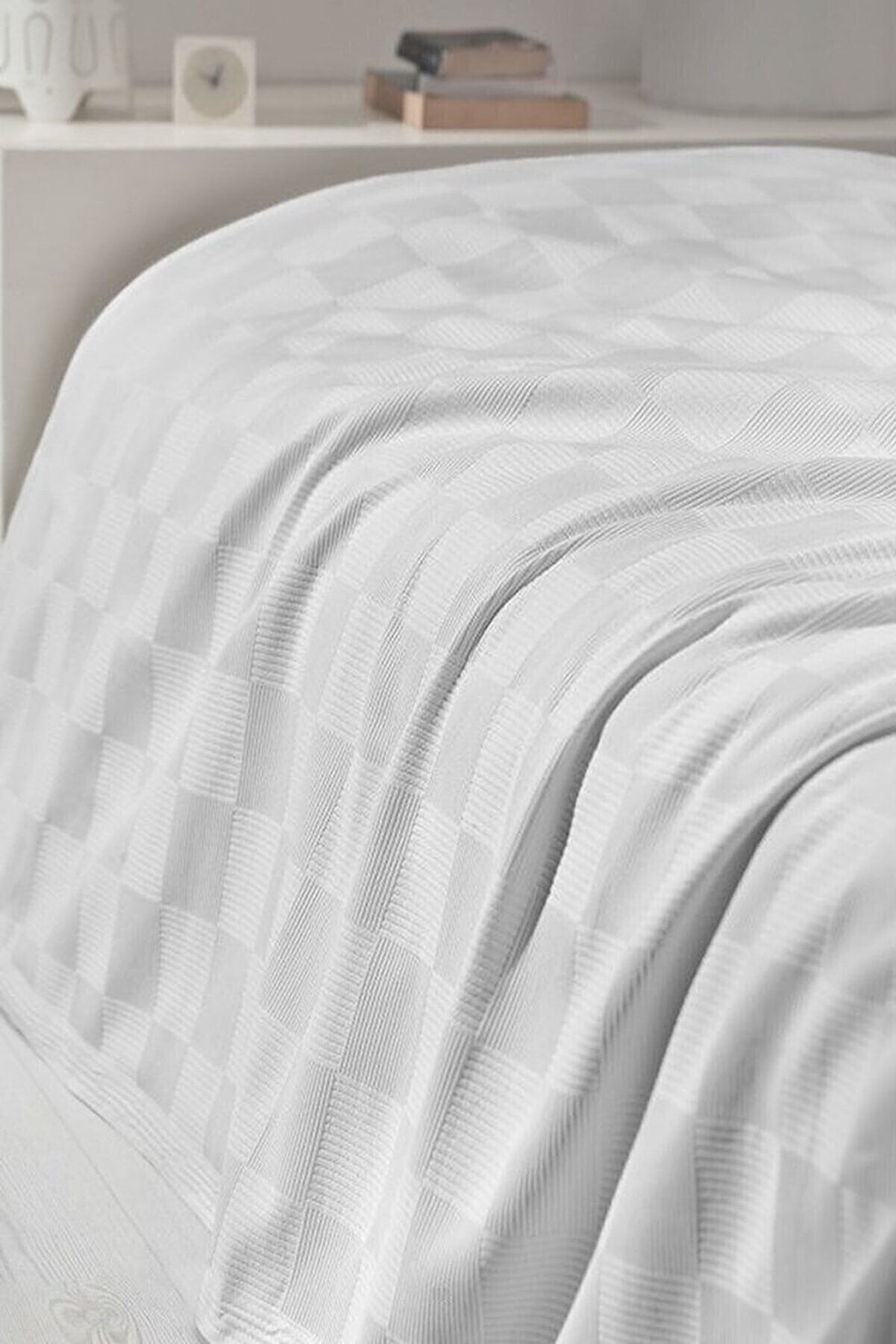 White Patterned Bed Cover
