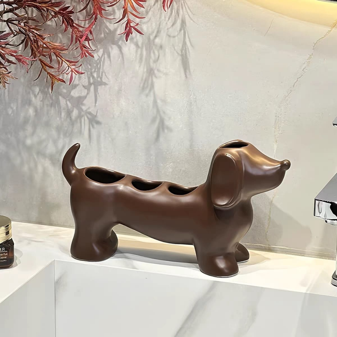 Doggy toothbrush holder