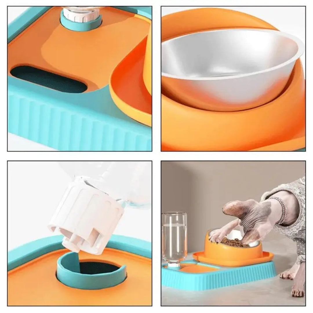 Colored Pet Bowl With Water Dispenser