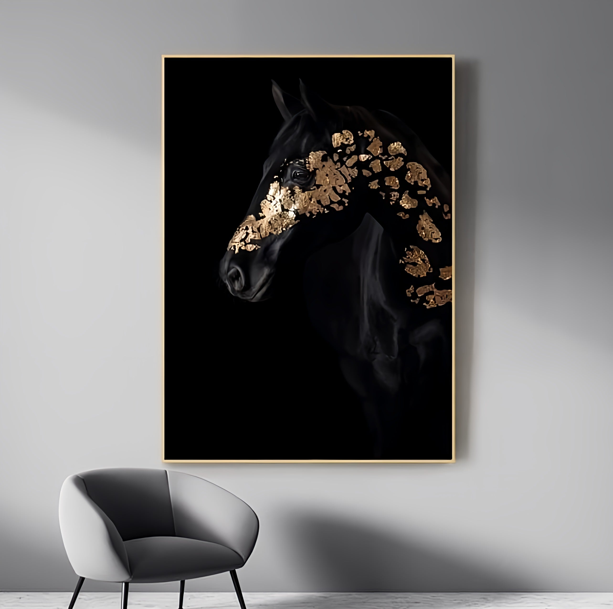 Luxurious Black Horse Canvas