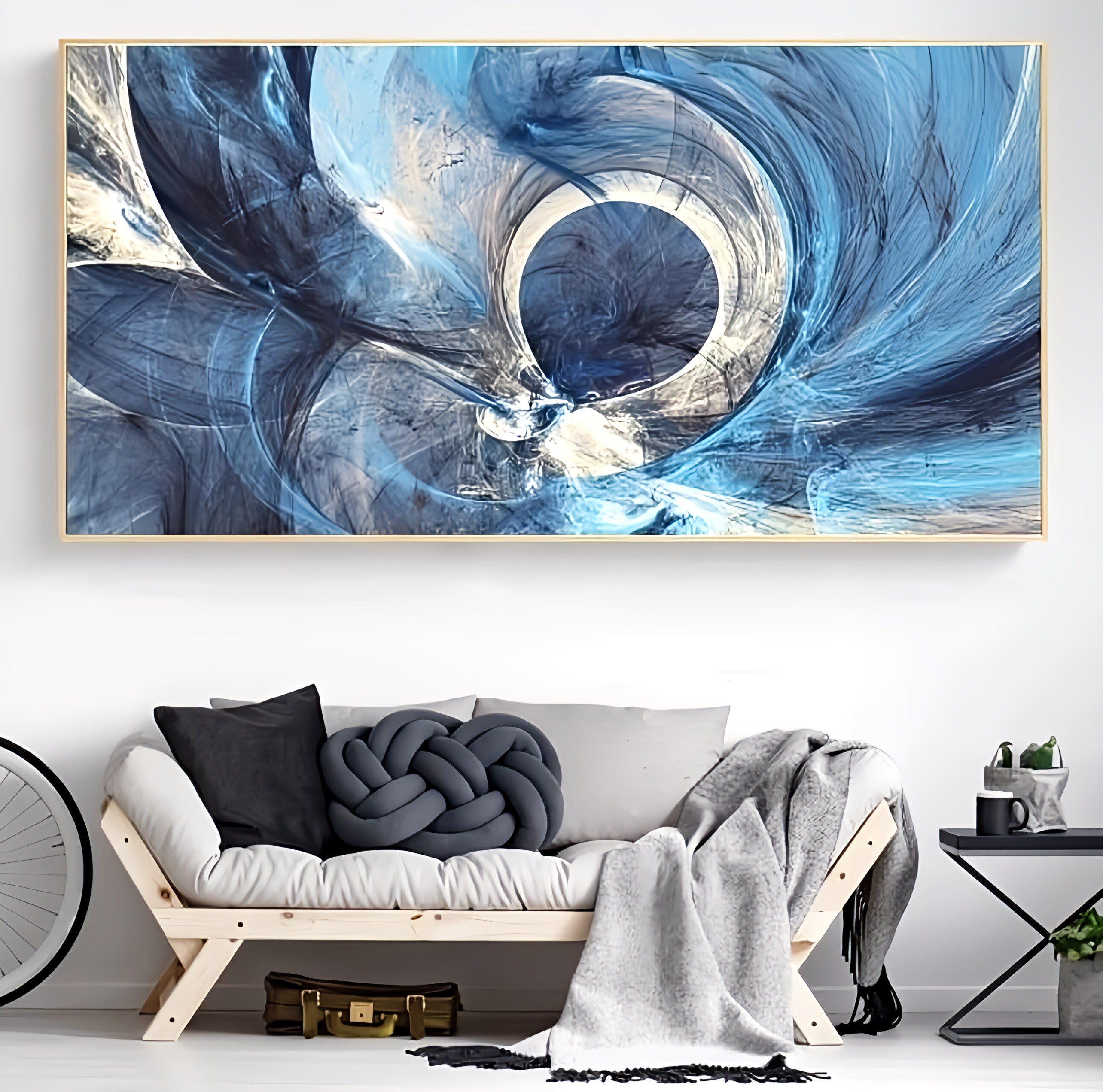 Abstract Blue Lines Canvas