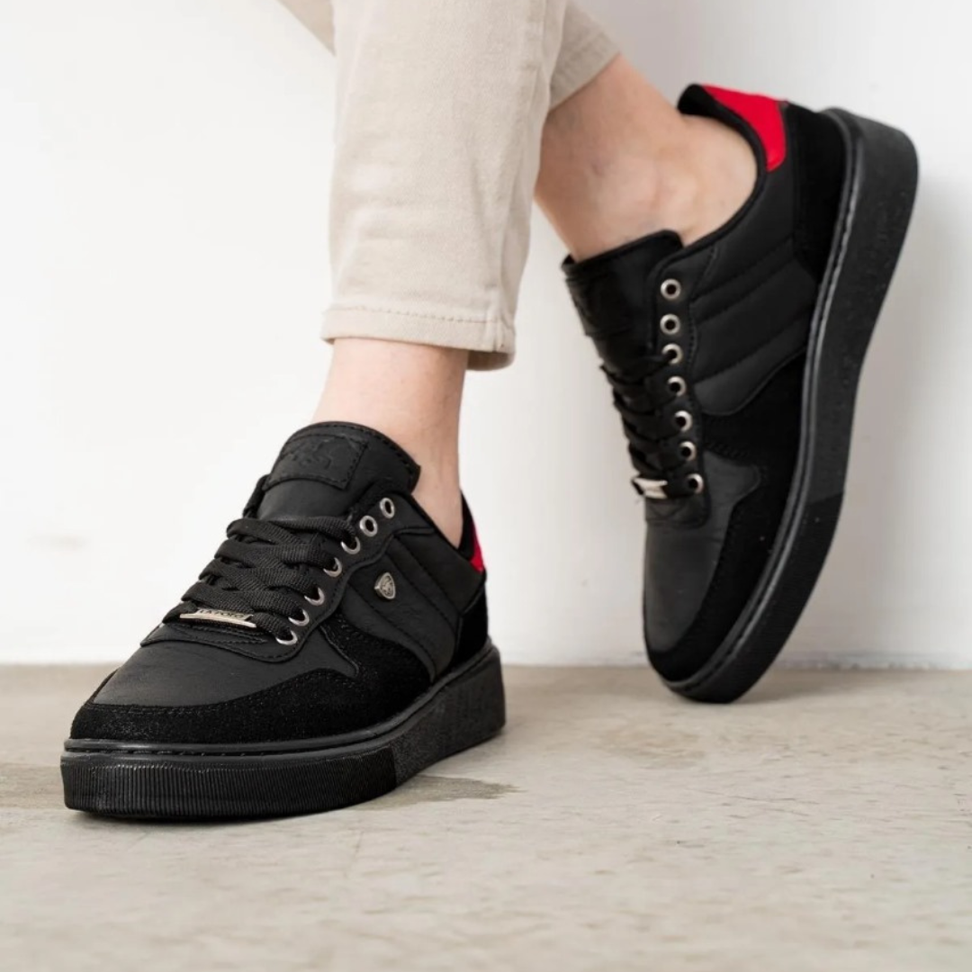 Black Red Color Men's Casual Shoes