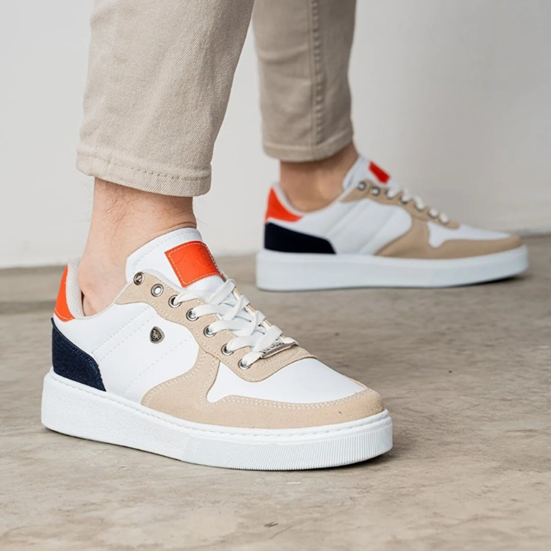 White Ice Orange Based Men's Casual Shoes