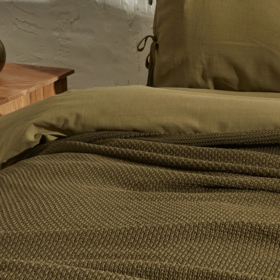 Earth Double Knitwear Blanket Khaki