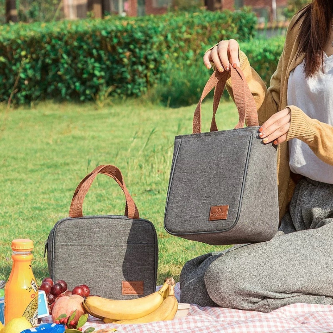 Insulated Grey Lunch Bag