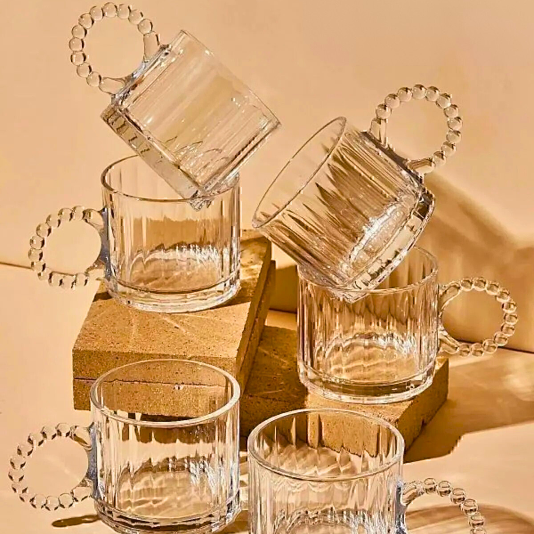 Beaded Handle Glass Mug